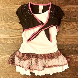 Beautees little girls dress size 6.  Black/pink/white. Short sleeve.  Very good